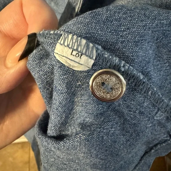 Bonnie Blain 80’s Embellished Denim Button-Up Shirt 2XL Blue Oversized Plus Size - Picture 7 of 12